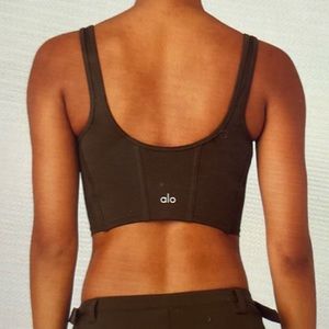 ALO Airbrush Mesh Corset Tank in Expresso color size Small. As new.